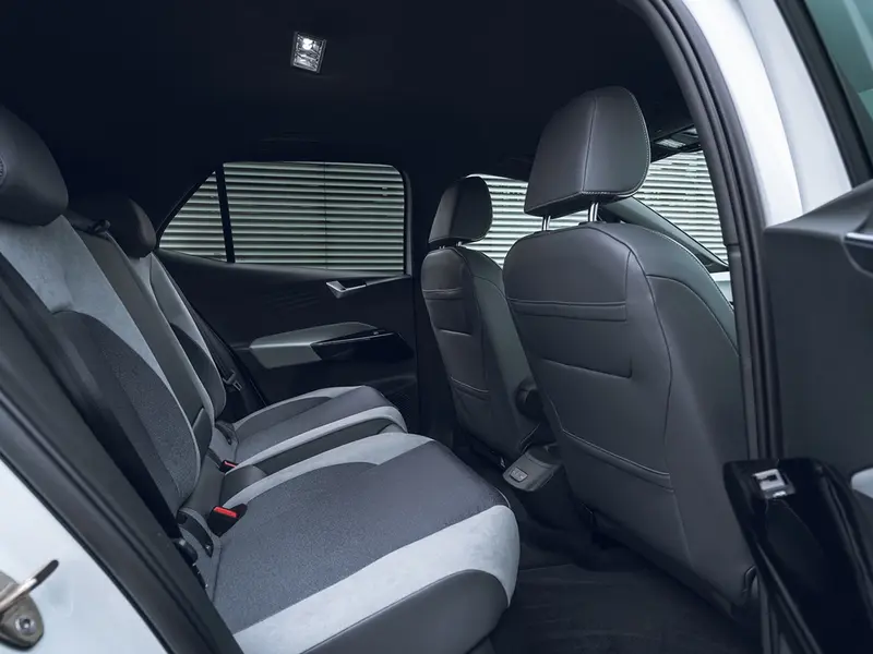 VW ID.3 rear seats — passenger space in the electric car used for driving lessons on the Wirral